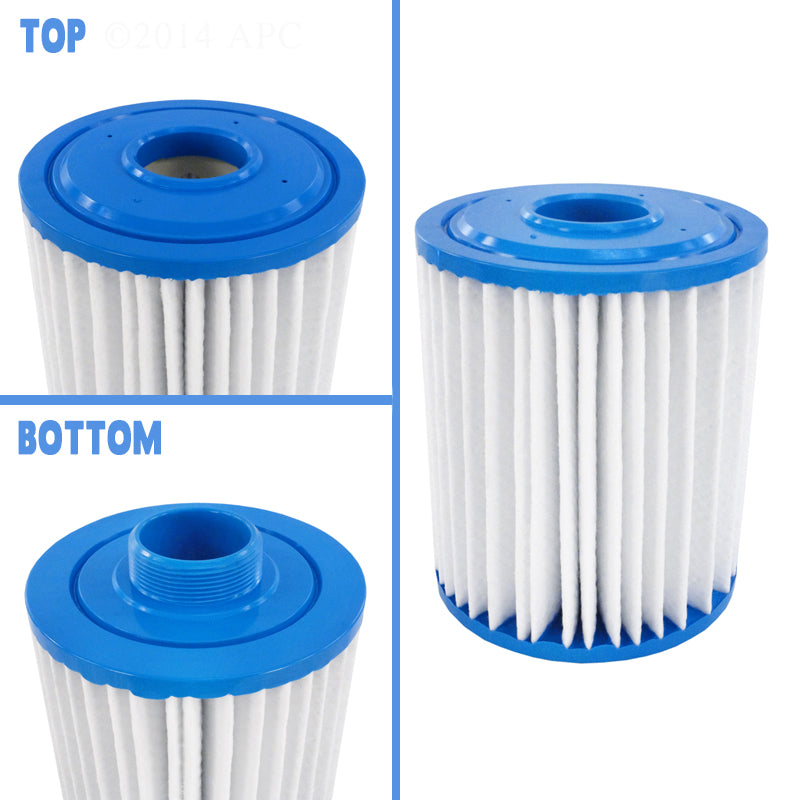 APC APCC7678DISP 25 sq ft disposable spa filter cartridge, top, bottom, and side views
