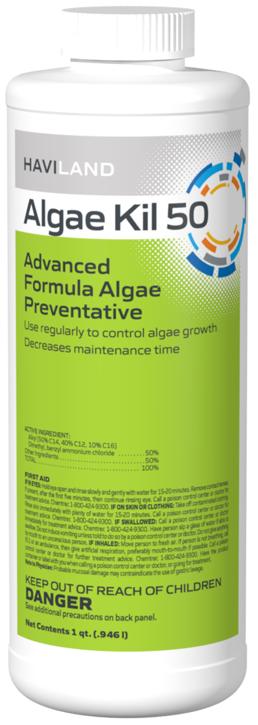 DuraChlor Algae Kil 50 C003007-CS20Q 1 Quart Pool Algaecide - 50% Quat Formula
