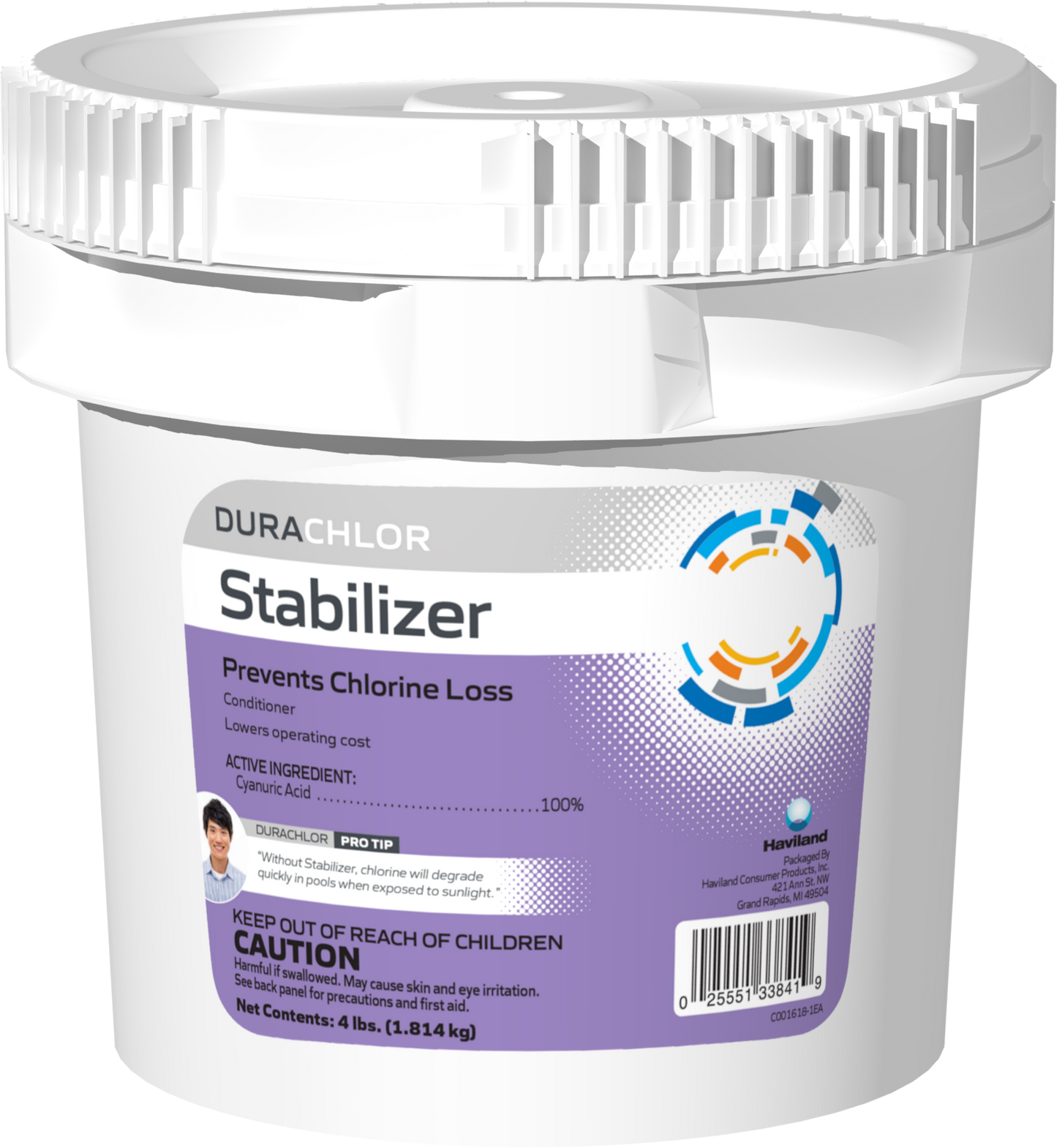 Haviland DuraChlor Stabilizer Conditioner 4 lb Pail - 100% Cyanuric Acid Pool Chlorine Protector.