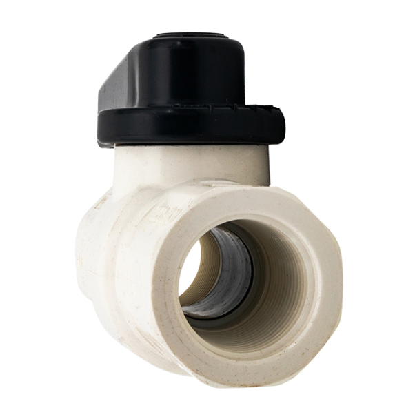 Angled view of Hayward CX500BV control valve showing the internal 3/4 inch female threading and black adjustment knob.