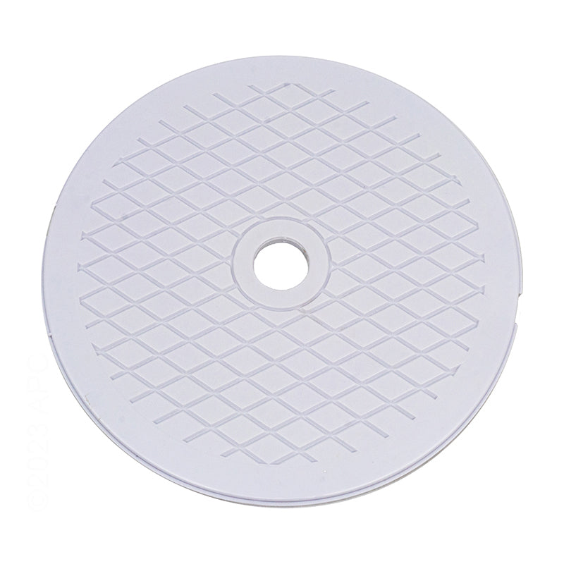 Genuine Pentair 513333 HydroSkim white round replacement skimmer lid, textured top view.