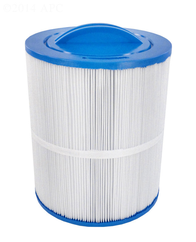 Collection of premium replacement spa and hot tub filter cartridges with various end cap fittings, including open hole and threaded bases, featuring high-density pleated media.