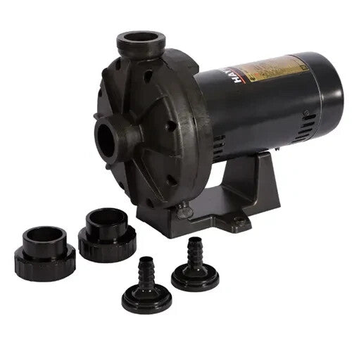 Hayward 0.75 HP single-speed booster pump for inground pool pressure cleaners, shown with four black quick-connect hose unions.