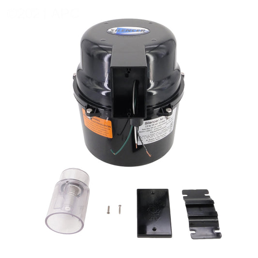 Genuine Air Supply 6320141 Silencer 2HP Blower complete kit in black with mounting hardware and 2-inch slip.
