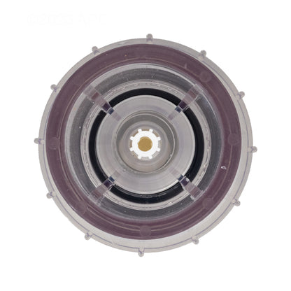 Front view of genuine Air Supply AS5001100 clear pool check valve 1.5 in slip 2 in spigot.