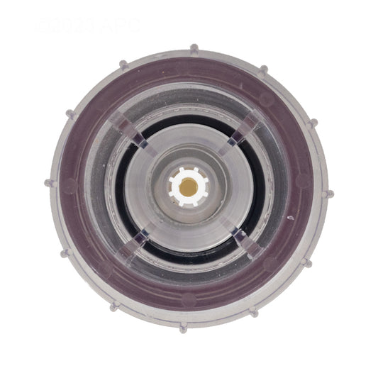 Front view of genuine Air Supply AS5001100 clear pool check valve 1.5 in slip 2 in spigot.