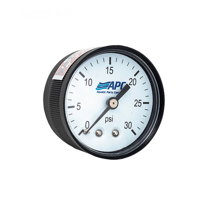 Front dial view of the American Granby APCPG3024B 0-30 PSI pool pressure gauge.