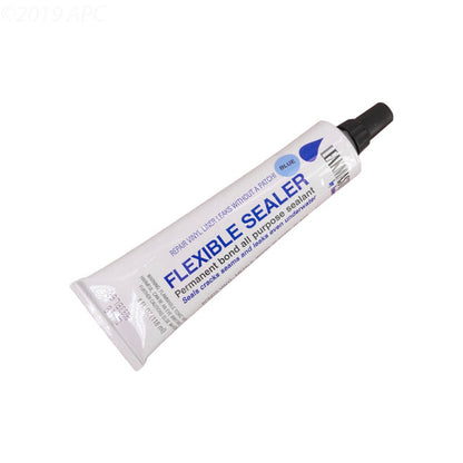 The Anderson LeakMaster FS4B blue flexible pool repair sealer 4 oz tube with a black cap.