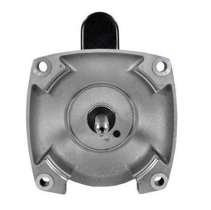 Front view of the AO Smith B2854V1 pool motor showing the 56Y square flange mounting pattern and threaded stainless steel shaft.
