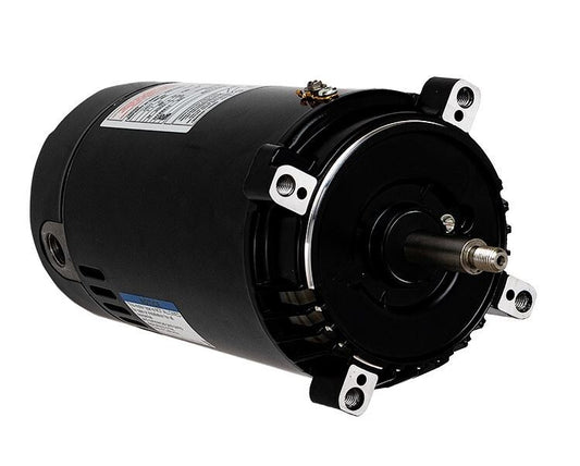 AO Smith Century UST1102 1 HP replacement pool motor with 56J Frame, threaded shaft, and round flange.