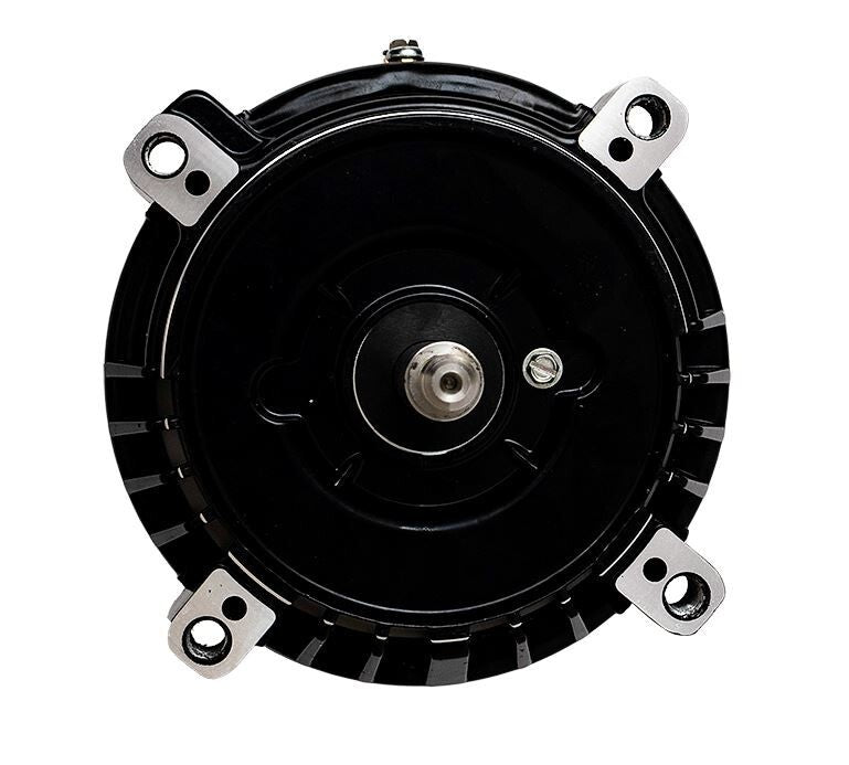 Front view of AO Smith UST1102 motor showing the 56J round flange mounting holes and the stainless steel threaded shaft.