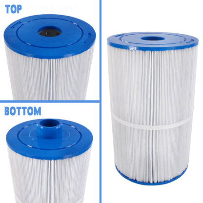 APC APCC7233 replacement spa filter with 75 sq ft media, featuring a 2-1/16 inch open top and a 2-inch male slip connection for Coleman and Maax Spas.