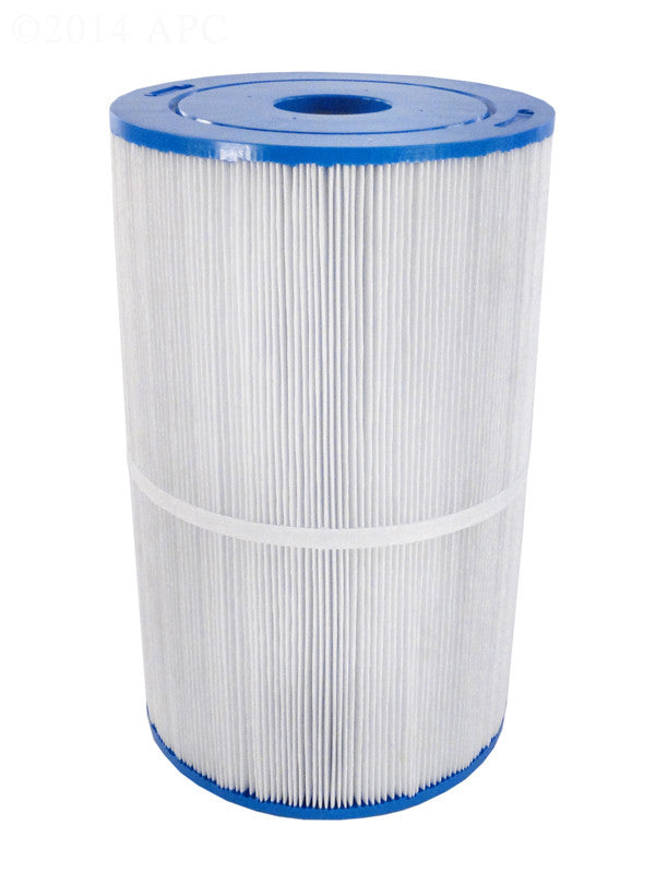 Front view of the APC APCC7233 spa filter cartridge showing 75 sq ft of point-bonded media and a 2 1/16 inch open top for Coleman and Maax Spas.
