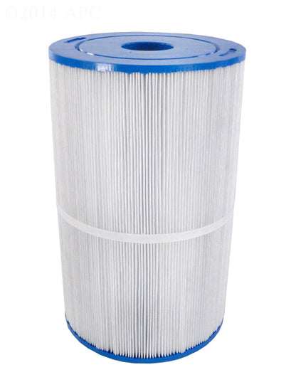 Front view of the APC APCC7233 spa filter cartridge showing 75 sq ft of point-bonded media and a 2 1/16 inch open top for Coleman and Maax Spas.