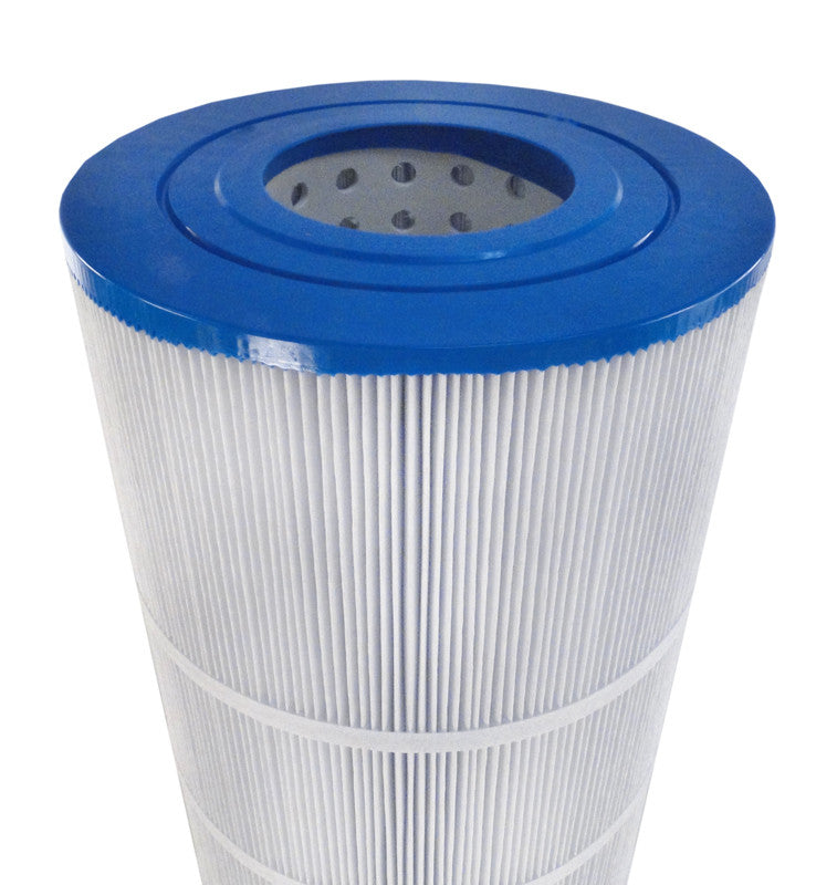 Three-quarter view of the APC APCC7236 replacement filter showing the 8 15/16 inch diameter and heavy-duty 4oz pleated media for Hayward and Jandy systems.