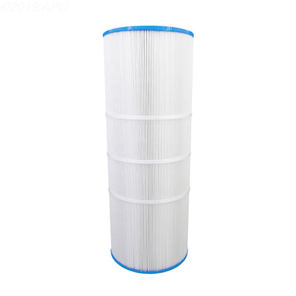 Full vertical view of the APC APCC7236 replacement filter cartridge featuring 150 sq. ft. of 4oz media and five reinforcement bands for maximum structural integrity.