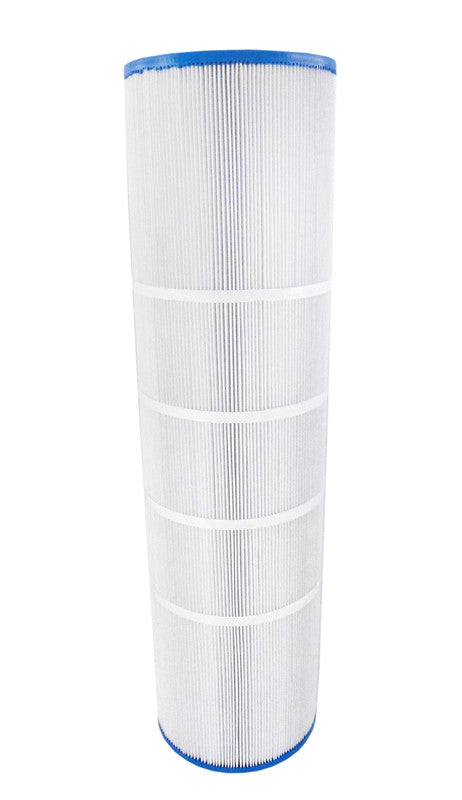 Side view of the APC APCC7296 replacement filter cartridge featuring 105 sq ft of pleated media and reinforced bands for Pentair Clean & Clear Plus 420 systems.