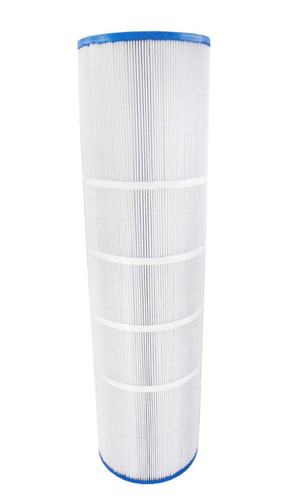 Side view of the APC APCC7296 replacement filter cartridge featuring 105 sq ft of pleated media and reinforced bands for Pentair Clean & Clear Plus 420 systems.