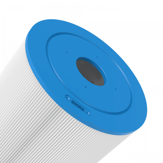 Close-up of APC APCC7333 filter showing the 2-inch open hole and melt-blown polypropylene media.