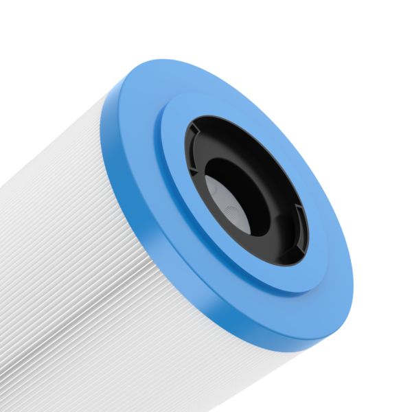 Bottom view of APC APCC7353 filter showing the 2-inch open twist-lock connection for Dimension One Spas.
