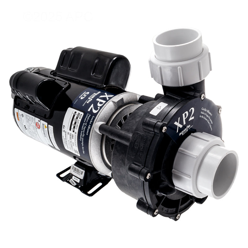 Aqua-Flo Flo-Master XP2 2HP 230V 2-Speed Spa Pump (AF061205002040) — Complete unit profile showing the black motor assembly and front wet end suction port on a white background.