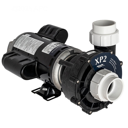 Aqua-Flo Flo-Master XP2 2.5HP 230V 2-Speed Spa Pump (AF061250001040) — Full profile image showing the complete pump assembly with a black motor and black side-discharge wet end housing on a white background.