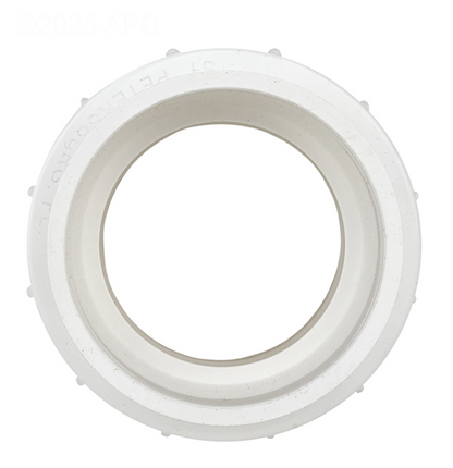 Top view of the AquaCal PLS2627 2-inch Union Nut showing threaded interior for heat pump connection.