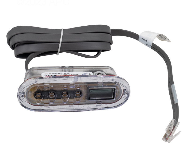 Balboa G8220 (VL200) Mini Oval 4-button topside keypad with LCD display and RJ45 connector for spa control systems.