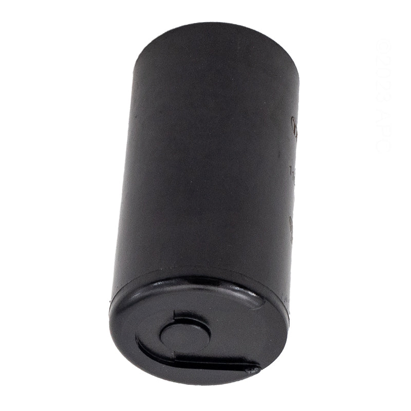 BC-161 start capacitor for pool pumps, side profile view of cylindrical motor capacitor
