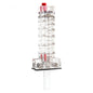 Blue-White F-300 Flowmeter 2" 20-120 GPM F-30200P - Front upright view displaying the clear acrylic body, red internal float, and printed dual GPM/LPM measurement scales