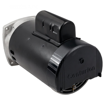 Century B2855 2HP square flange pool pump motor, back view showing capacitor housing and cooling vents