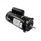 Century UST1202 2 HP 56J Threaded Shaft Pool Pump Motor - Front and side angled view showing the threaded shaft, C-face mounting bolt holes, specification labels, and top wiring terminal compartment.