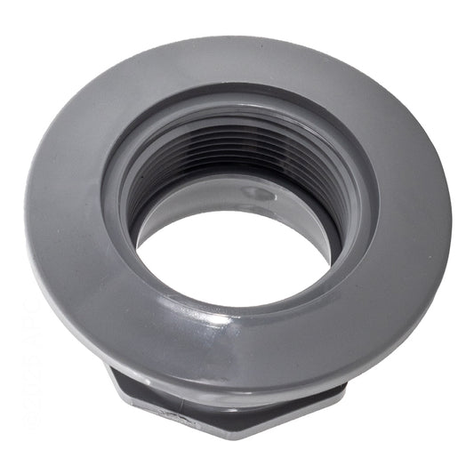 CMP 25523-101-000 gray gunite wall return fitting front view showing 1.5 inch FIP threads.