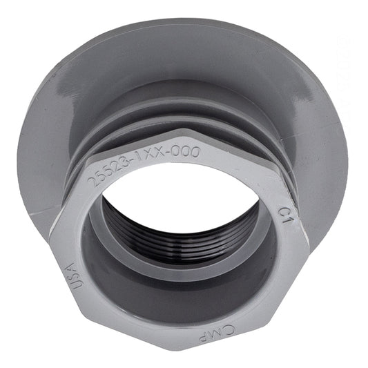 CMP 25523-101-000 gunite return fitting rear view with molded CMP part number on the nut.