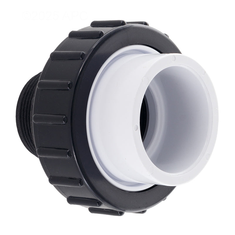 CMP 21063-150-000 hi-temp self-sealing union white 1.5 inch socket tailpiece end view.
