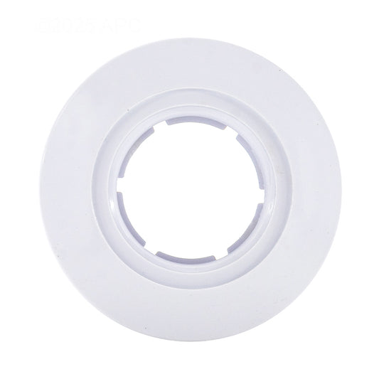 CMP 25523-500-100 fiberglass return fitting white faceplate escutcheon top view.