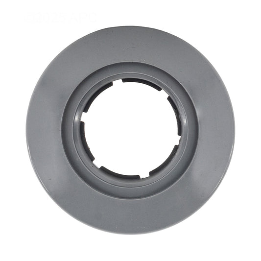 CMP 25523-501-100 fiberglass return fitting gray faceplate escutcheon ring top view.