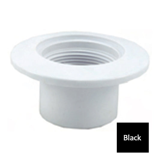 CMP 25524-204-000 insider wall return fitting 1.5 in FIP x 2 in socket, shown in white with Black swatch.