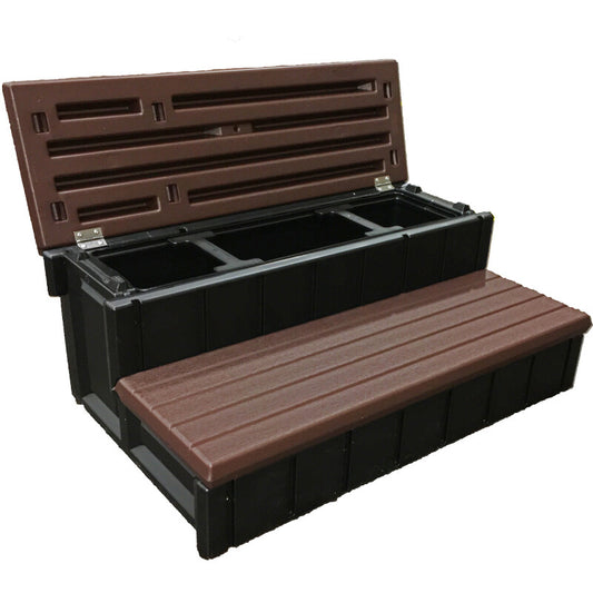 Confer Leisure Accents 36 Inch Espresso Spa Steps with Storage Compartment Open