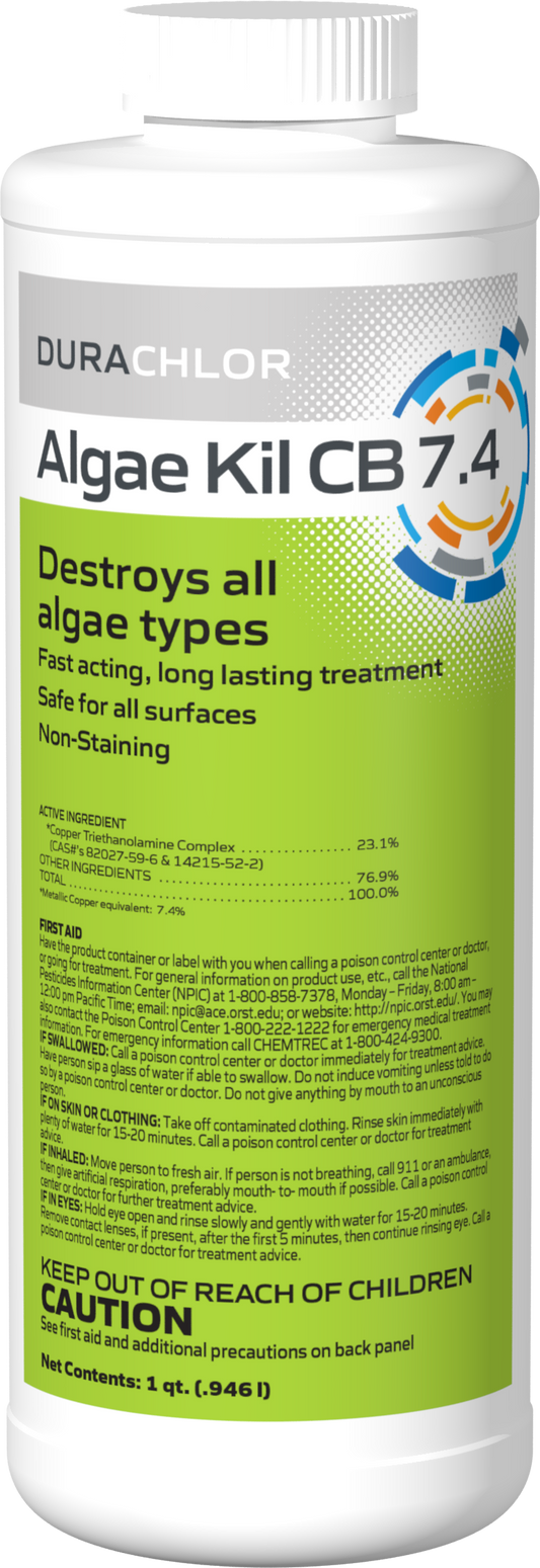 DuraChlor Algae Kil CB7.4 C007338-CS20Q 1 Quart Pool Copper Algaecide - 7.4% Copper Complex