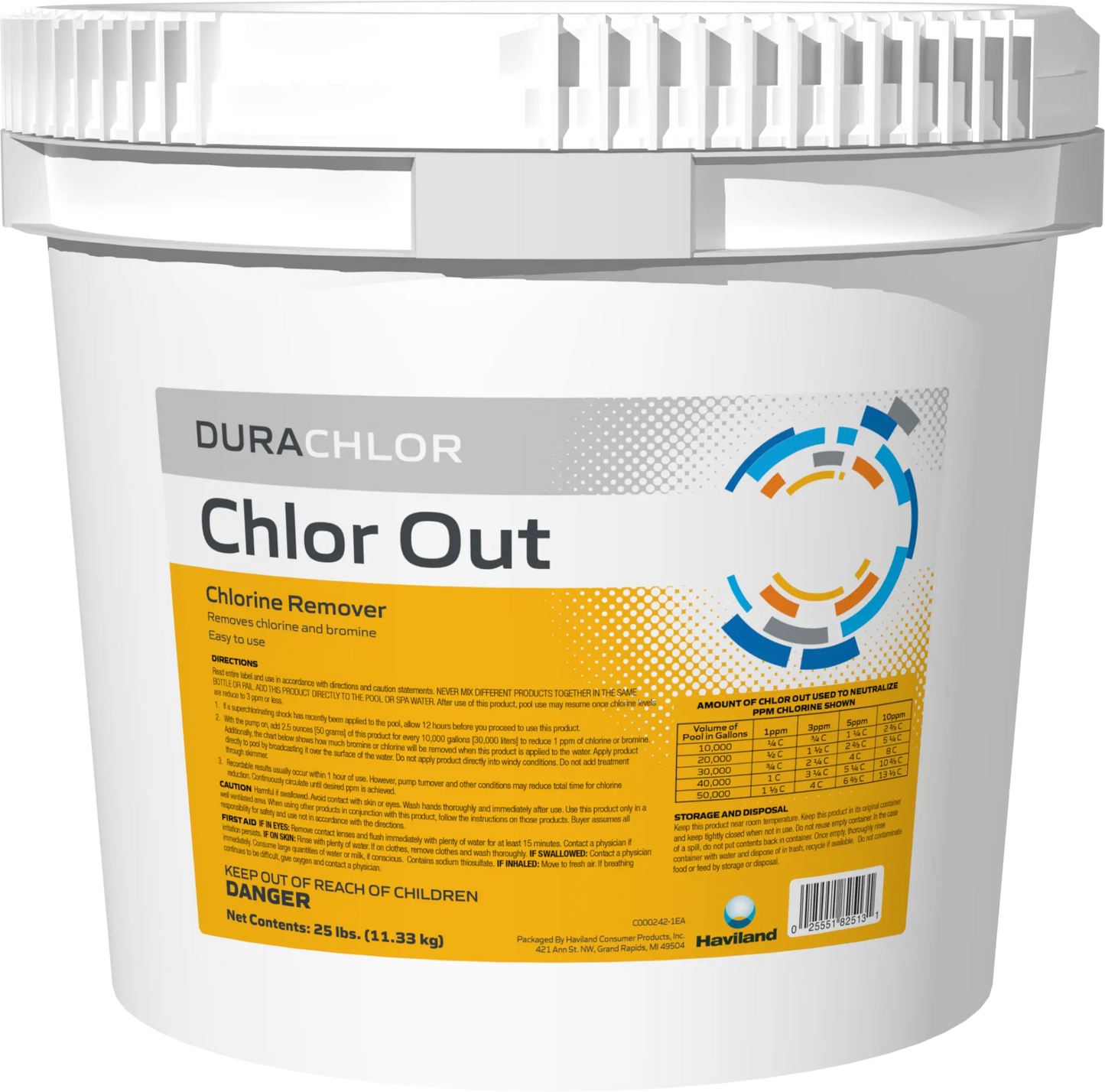 DuraChlor Chlor-Out C002833-PL25 25 lb Pail - Pool Chlorine & Bromine Remover Sodium Thiosulfate