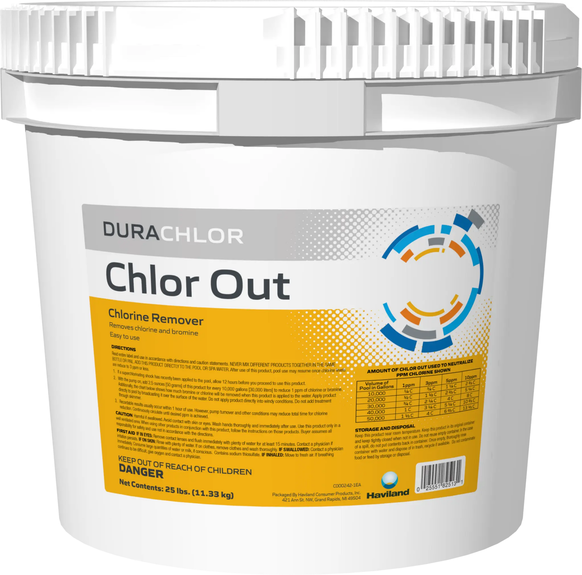 DuraChlor Chlor-Out C002833-PL25 25 lb Pail - Pool Chlorine & Bromine Remover Sodium Thiosulfate