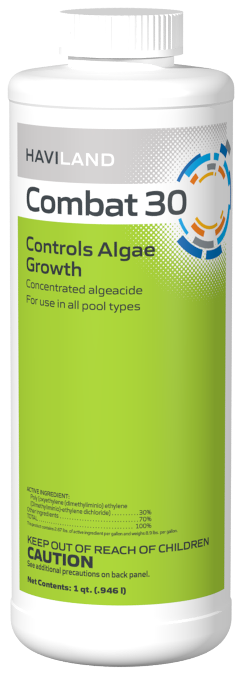 DuraChlor Combat 30 C003061-CS20Q 1 Quart Pool Algaecide - 30% Polyquat Formula