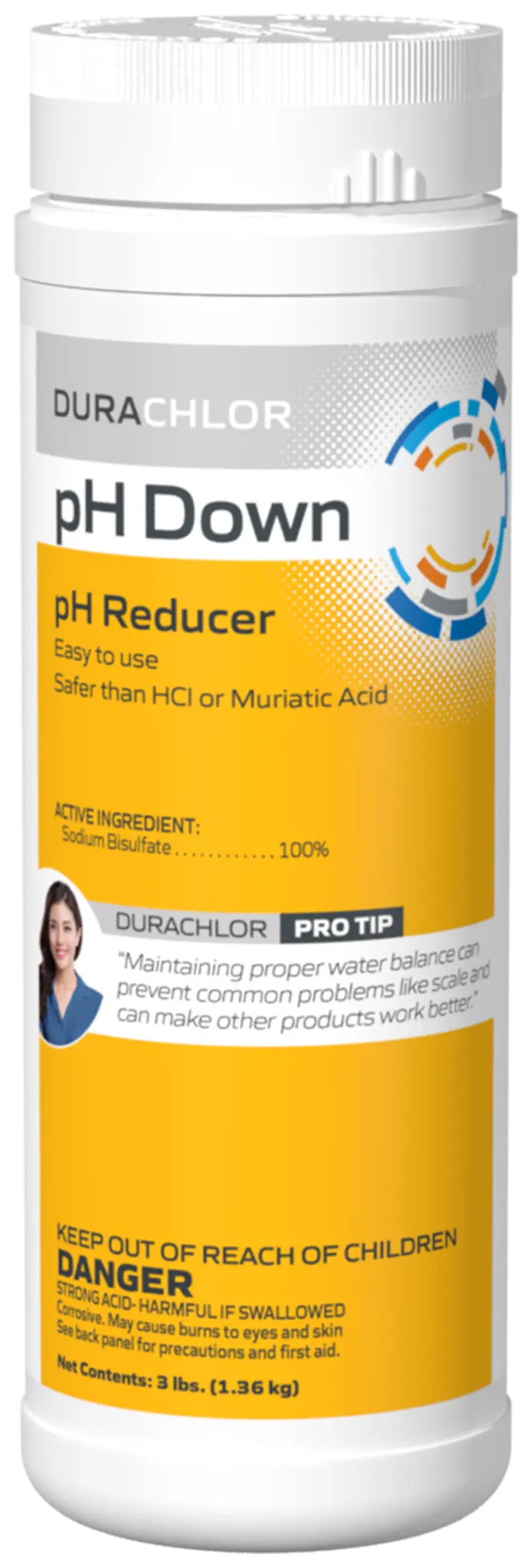 DuraChlor pH Down C002599-CS20B4 3 lb Canister - Granular Pool pH Reducer 100% Sodium Bisulfate Dry Acid