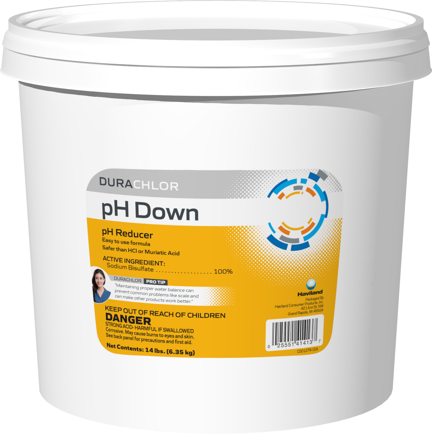 DuraChlor pH Down C002599-CS74C2 14 lb Pail - Granular Pool pH Reducer 100% Sodium Bisulfate Dry Acid