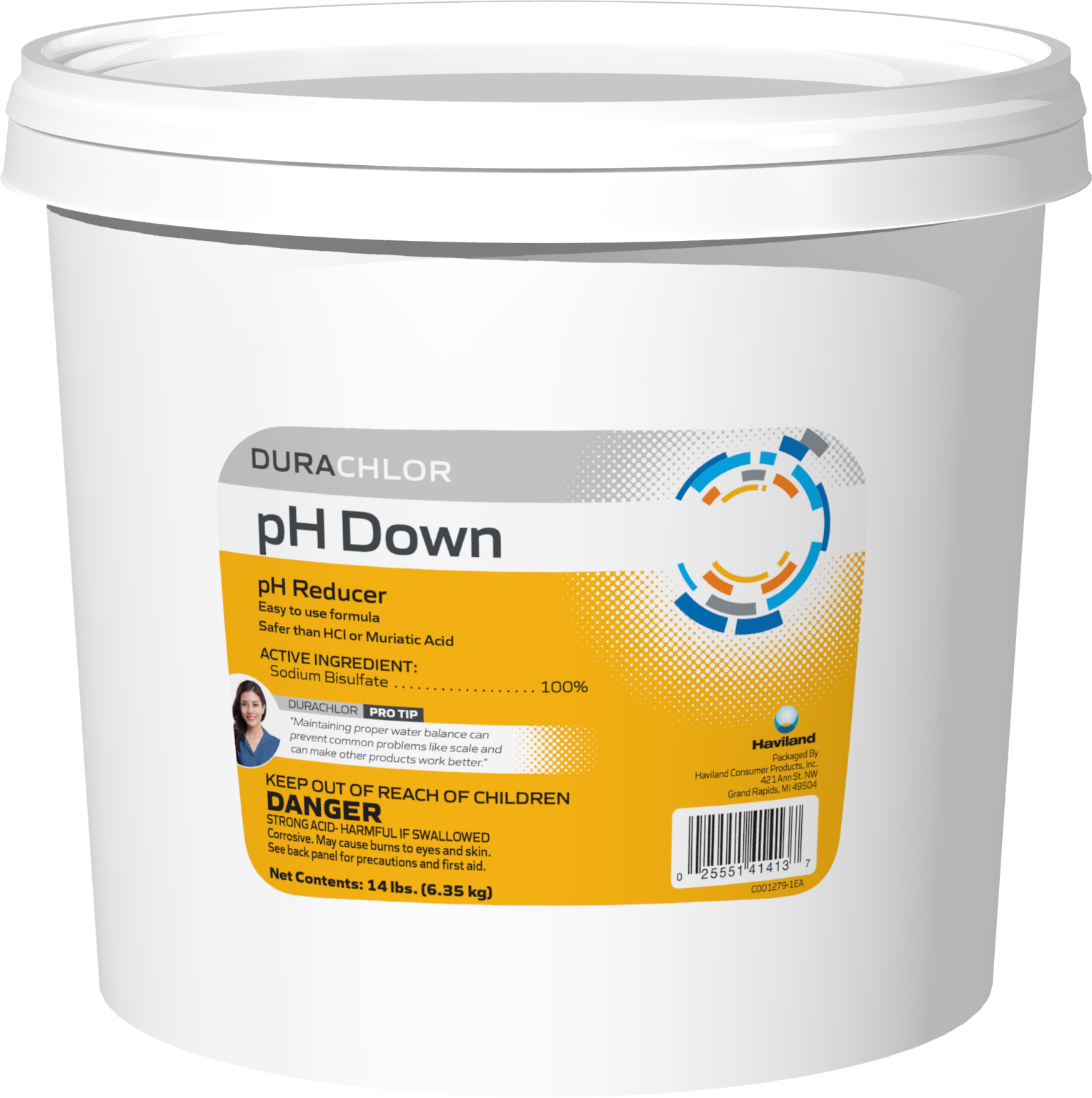 DuraChlor pH Down C002599-CS74C2 14 lb Pail - Granular Pool pH Reducer 100% Sodium Bisulfate Dry Acid