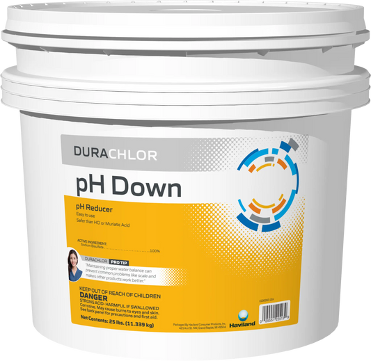 DuraChlor pH Down C002599-PL25 25 lb Pail - Granular Pool pH Reducer 100% Sodium Bisulfate Dry Acid