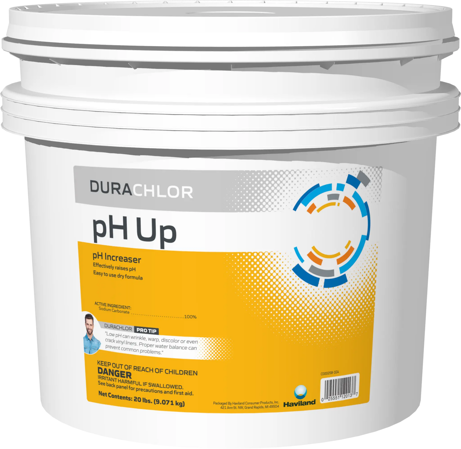 DuraChlor pH Up C002552-PL20 20 lb Pail - Granular Pool pH Increaser 100% Sodium Carbonate