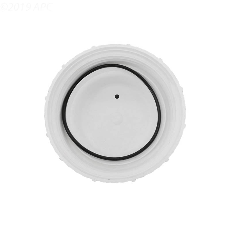 Internal top-down view of the FROG Perform-Max 01-22-9411 feeder cap showing the un-seated black O-ring and air relief port.
