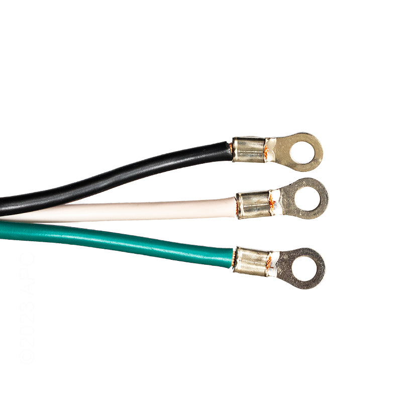 Gecko Heat.Wav IN.YJ 4KW Spa Heater (0613-421009) - Close-up of the wiring harness showing black, white, and green ring terminals